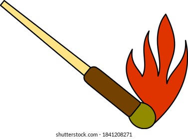 Burning Matchstik Icon. Bearbeitbare Rahmenlinie mit Farbfilmdesign. Vektorgrafik.