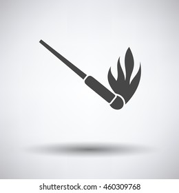 Burning matchstik icon on gray background with round shadow. Vector illustration.