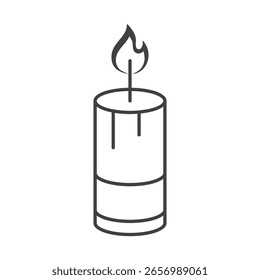 Ilustración vectorial de icono de vela ardiente y derretida