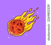 Burning Meteor Cartoon Vector Icon Illustration. Science Object Icon Concept Isolated Premium Vector. Flat Cartoon Style