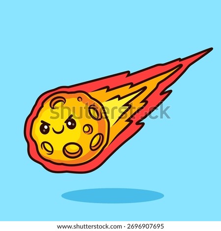 Burning Meteor Cartoon Vector Icon Illustration. Science 
Nature Icon Concept Isolated Premium Vector. Flat Cartoon 
Style 