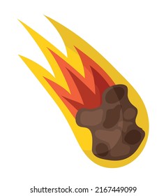 diseño de meteoritos en llamas sobre blanco