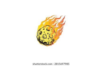 Burning Meteor Fireball Illustration With Flames