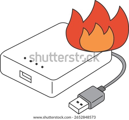 Burning Mobile Battery – Fire Hazard Illustration
