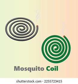 Burning mosquito coil with smoke. Mosquito Repellent Coil Icon, Bug, Insect Killer Smoldering Spiral Incense Vector Art Illustration.  svg