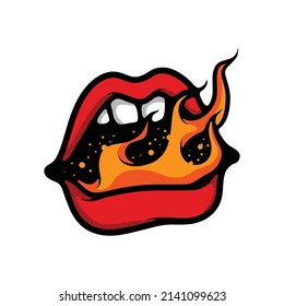 Burning mouth cartoon vector illustration