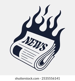 burning newspaper elements vector illustration