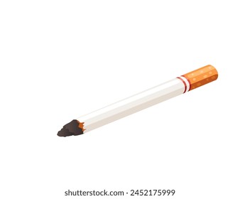 Ilustración vectorial de cigarrillo de nicotina ardiente aislada sobre fondo blanco