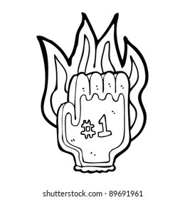 burning number 1 sports fan glove cartoon