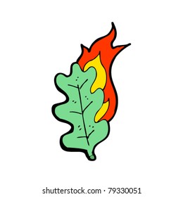 burning oak leaf cartoon