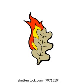 burning oak leaf cartoon