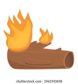 Burning old tree trunk icon. Cartoon of Burning old tree trunk vector icon for web design isolated on white background