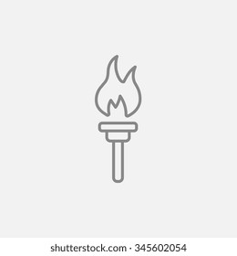 Burning olympic torch line icon for web, mobile and infographics. Vector dark grey icon isolated on light grey background.