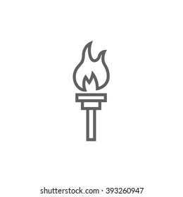 Burning olympic torch line icon.