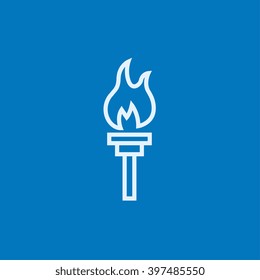 Burning olympic torch line icon.