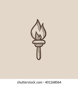 Burning olympic torch sketch icon.