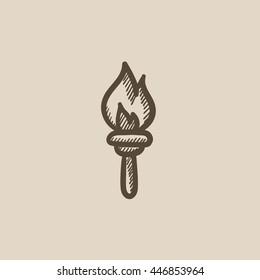 Burning olympic torch vector sketch icon isolated on background. Hand drawn Burning olympic torch icon. Burning olympic torch sketch icon for infographic, website or app.