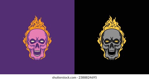 Burning Open Mouth Skull Vector Design Illustration