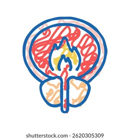 Vector de dibujo de icono de doodle de vejiga de dolor ardiente. signo de vejiga de dolor ardiente. ilustración de símbolo aislado