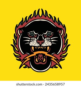 Burning Panther: Tattoo Decoration, Stickers, and T-shirts