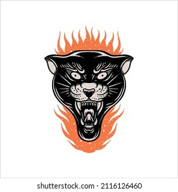 burning panther tattoo vector design