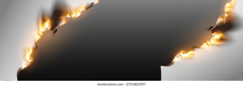 Bordes de papel ardiente con efecto de fuego realista y humo