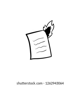 burning paper file doodle drawing 