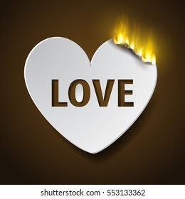 burning paper heart