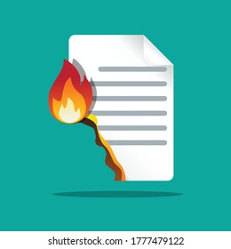 Burning paper icon vector flat design.
