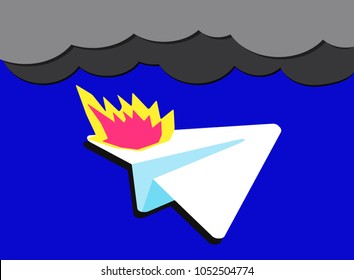 burning paper plane
