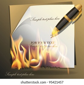 Burning paper. Vector eps 10.