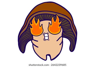 Burning Passionate Expression Mushrooms Cartoon Set