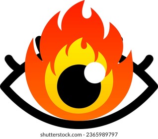 Burning Passionate Eye Isolated Vector Illustration