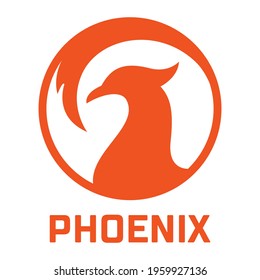 Burning phoenix isolated vector logotype.