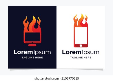 logotipo del teléfono en llamas con concepto de incendio