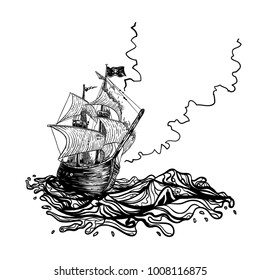 burning pirate ship