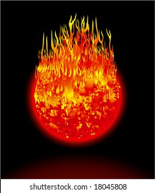 Burning planet. Vector.