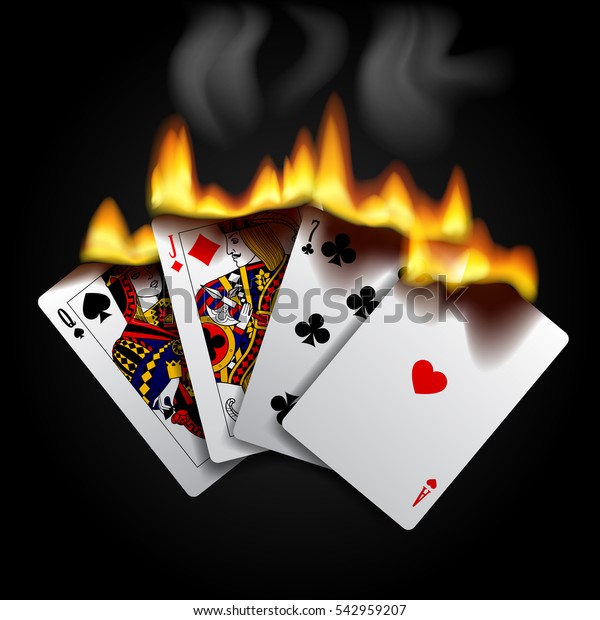 Burning Playing Cards On Black Vector Stock Vector (Royalty Free) 542959207