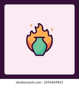 Burning Pottery: A Bold and Vibrant Icon for Creative and Destructive Concepts