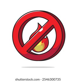 Burning prohibited sign vector illustration object. No open flame or fire sign cartoon in the forest