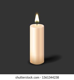 Burning realistic pillar candle. vector illustration - eps 10