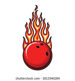 Roter Bowling-Ball mit Hot Fire Flame