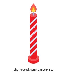 Burning red candle icon. Isometric of burning red candle vector icon for web design isolated on white background