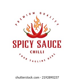 el logo de quema de chili roja. el concepto de picante y quema de fuego, para el diseño de productos orgánicos, etiquetas de salsa y comida picante.