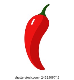 Burning red chili pepper, Isolated object, bright color and spicy taste. Use it on the labels of hot sauces, in culinary blogs or Mexican cuisine menus to emphasize the sharpness. Vector illustration