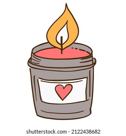 Burning red coloured candle. Aromatherapy spa vector illustartion