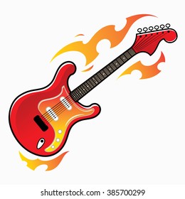 Burning red electric guitar - musical instrument