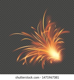 Burning red fire flying sparks light effect. EPS 10
