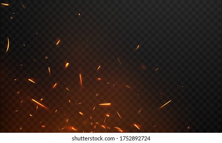 Burning red hot sparks realistic fire flames