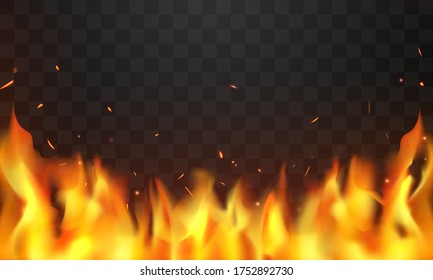 Burning red hot sparks realistic fire flames